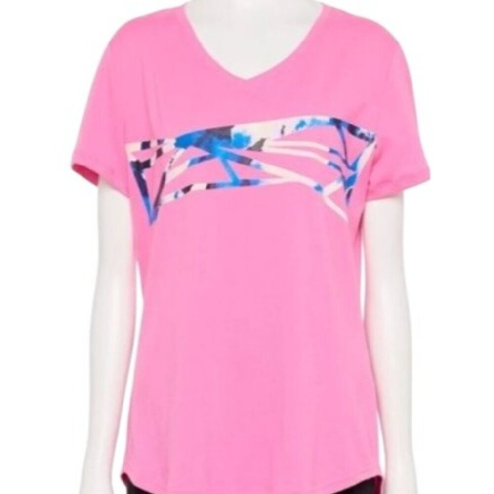 Tek Gear Womens V-Neck Essential Gear Tee XXL Pink With Abstract Graphic - Picture 5 of 6